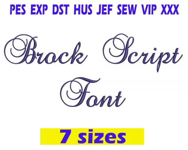 Brock Script Font Embroidery INSTANT download Brock Script Font Embroidery