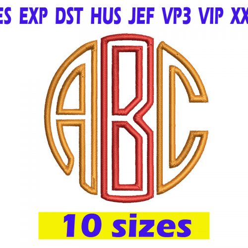 Circle Applique Monogram Embroidery INSTANT download Circle Applique Monogram Embroidery