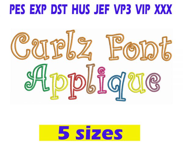Curlz Font Applique Embroidery INSTANT download Curlz Font Applique Embroidery