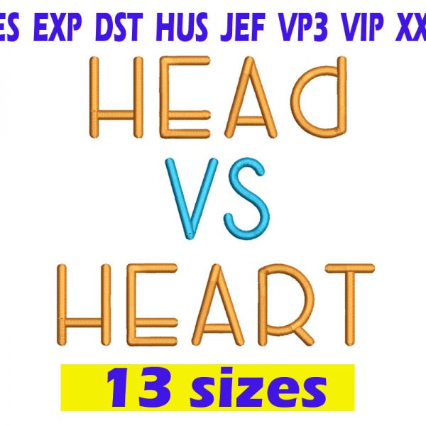 Head Vs Heart Embroidery Font INSTANT download Head Vs Heart Embroidery Font
