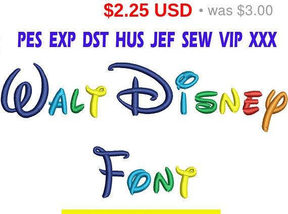 Walt Disney font Embroidery INSTANT download Walt Disney font Embroidery