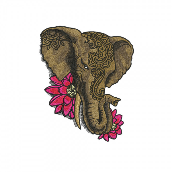 Indian elephant Machine embroidery design INSTANT download